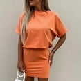 thumbnail image 1 of Lilgiuy Summer Sales Women's Summer Fashion Solid Color Round Neck Short Sleeve Casual Sports Dress, 1 of 5