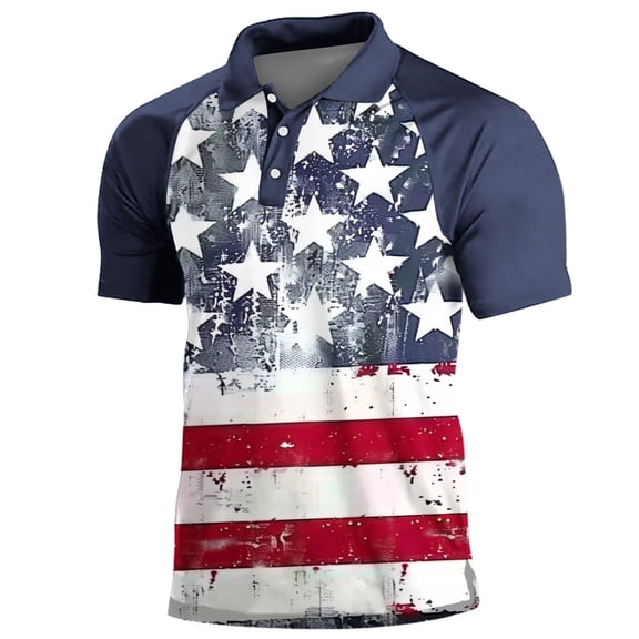 Lilgiuy Summer T-Shirts for Men American Flag Short Sleeve Workout Graphic Tees 2024 Casual Crewneck 4th of July Patriotic Shirts Gift for Friends(Navy,XL)