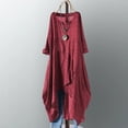 thumbnail image 1 of Lilgiuy Summer Temperament Long Sleeved Round Neck Irregular The Lower Hem Of A Gown Dress for Home Leisure, 1 of 5