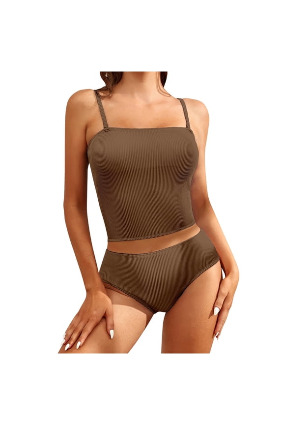 Summer Women's Split Solid Color Charming Skinny Backless Bikini Swimsuit Athletic Tennis Swimwear