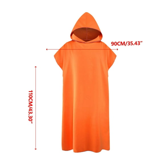 Lilgiuy Surf Ponchos Changing Towel Robe with Hood Summer Solid Color Quick Dry Microfiber Wetsuit Changing Towel Bath Robe Ponchos for Surfing Swimming Outdoor Sports, 43.3" x 35.43", Orange