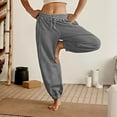 thumbnail image 1 of Lilgiuy Sweatpants Women Casual Solid Color High Waist Drawstring Jogger Pants Workout Long Trousers with Pockets for Fishing Gardening, 1 of 5