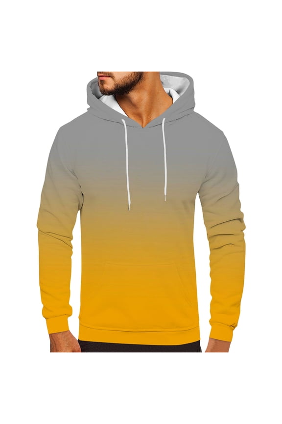 Sweatshirt for Men Loose Fit Hoodie Casual Long Sleeve Sweatshirts Slim Fit Elastic Pullover Sweater Fashion Trendy Gradient Sport Tops for Snowboarding Skiing
