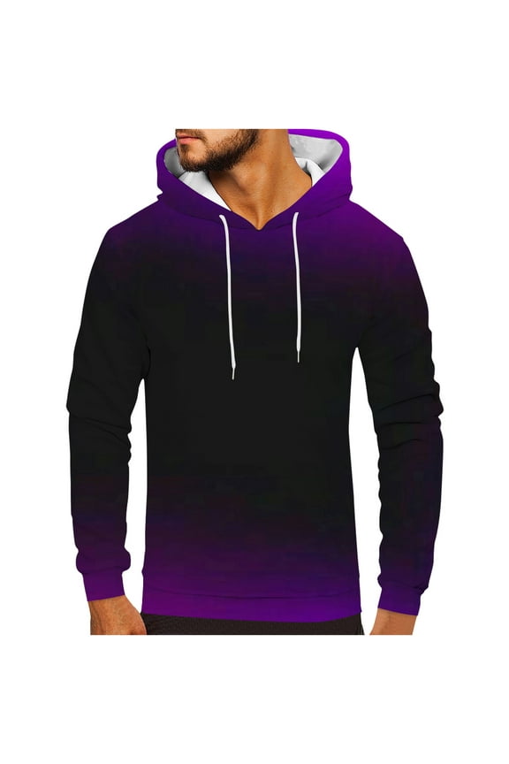 Sweatshirts for Men Loose Fit Hoodie Casual Long Sleeve Sweatshirts Slim Fit Elastic Pullover Sweater Fashion Trendy Gradient Sport Tops for Sailing Fishing Camping