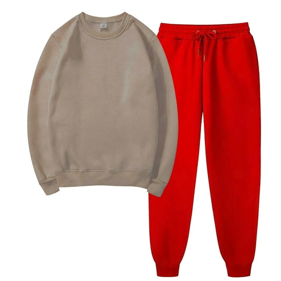 Lilgiuy Sweatsuits for Women Set 2 Piece Casual Solid Color Long Sleeve Crewneck Pullover Tops and Long Pants Sweatsuits for Date Nights