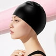thumbnail image 1 of Lilgiuy Swim Caps for Long Hair, Elastic Silicone Swimming Caps for Women Men Adults Youths, Easy to Put On and Off, Waterproof Swim Hats Bathing Caps to Keep Hair Dry, Black, 1 of 6