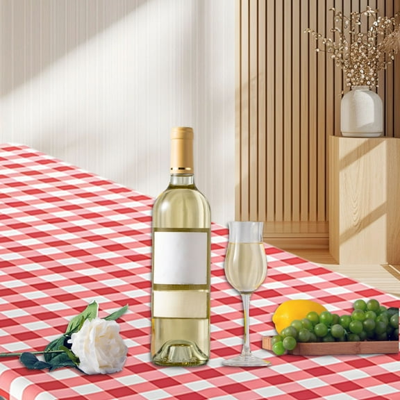 Lilgiuy Tablecloth for Rectangular Table Cloth 30"x 48" PVC Convenient Table Cover Red and White Grid with Elastic Rim for Indoor Outdoor Picnic Party Camp