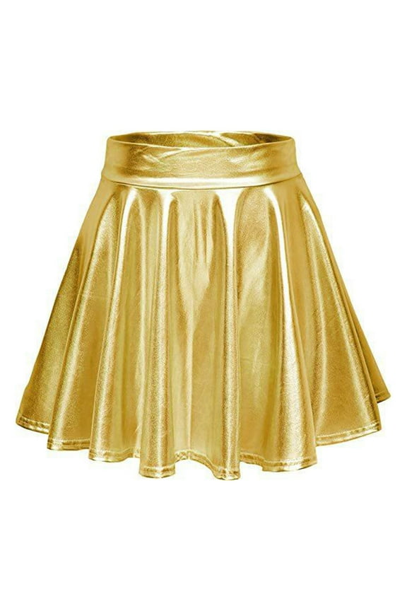 Tennis Skirt for Women's Nightclub Skirt Performance Pleated Metal Folding Mini Skirt