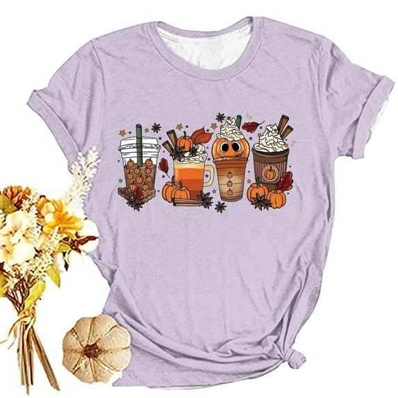 Lilgiuy Thankful Grateful Blessed Shirts for Women Thanksgiving Pumpkin T-Shirt Graphic Fall Tshirts for Sport Exercise