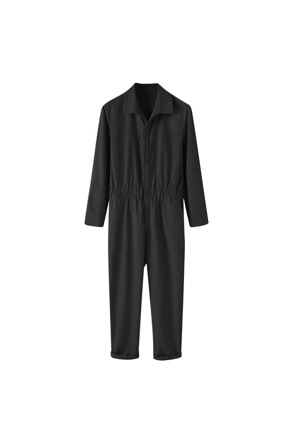 ThinCasual Cargo Pants Button Long Sleeve Lapel Solid Color Jumpsuit Fall Clothes for 2022 Spring Winter