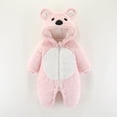 thumbnail image 1 of Lilgiuy Toddler Baby Boys Girls Color Plush Cute Bear Ears Winter Thick Keep Warm Jumpsuit Romper，Pink,9-12 Months for 2022, 1 of 5