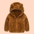 thumbnail image 1 of Lilgiuy Toddler Baby Boys Girls Solid Color Plush Cute Bear Ears Winter Hoodie Thick Coat Jacket，Brown,12-18 Months Fall Clothes for 2022 Spring Winter, 1 of 5