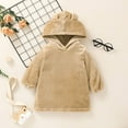 thumbnail image 1 of Lilgiuy Toddler Baby Boys Girls Solid Color Plush Cute Bear Ears Winter Hoodie Thick Coat Pullover，Khaki,12-18 Months Winter Fashion 2022, 1 of 5