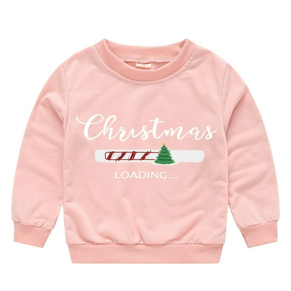 Lilgiuy Toddler Baby Girl Boy Christmas Sweatshirt Casual Letter Print Crewneck Long Sleeve Sweater Shirt Pullover Top Fall Clothes Holiday Gifts Pink(2-7 Years)