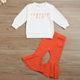 thumbnail image 1 of Lilgiuy Toddler Baby Girl Outfits Long Sleeve Letters Print Topswith Flared Pants Fall Outfits，Orange,12-18 Months Fall Fashion for 2022 Spring Winter, 1 of 5