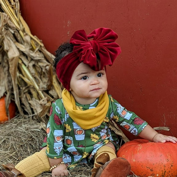 Lilgiuy Toddler Baby Girls Cute Solid Color Gold Velvet Pleated Oversized Bow Headwear Headband Hair Accessories Fall for 2022 Spring Winter