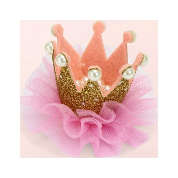 Lilgiuy Toddler Baby Girls Cute Solid Color Mesh Crown Pearl Headwear Hair Accessories Hairpin 2022 Fall Winter