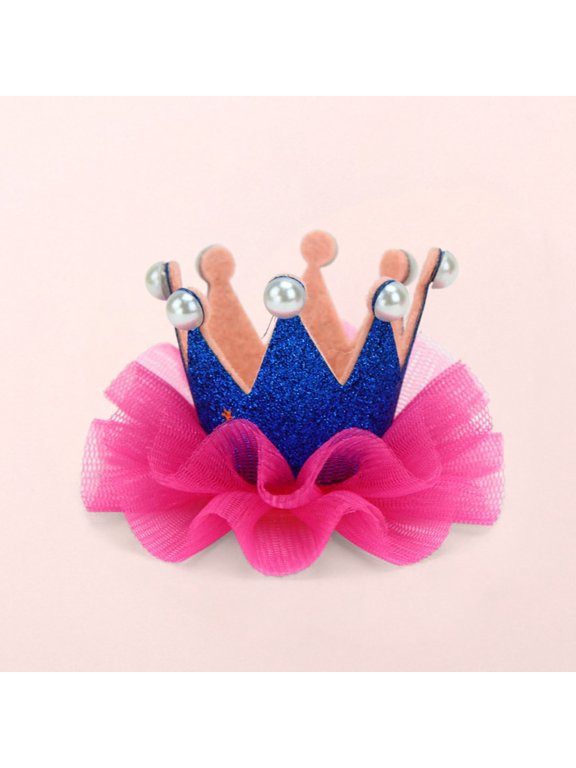 Toddler Baby Girls Cute Solid Color Mesh Crown Pearl Headwear Hair Accessories Hairpin 2022 Fall Winter