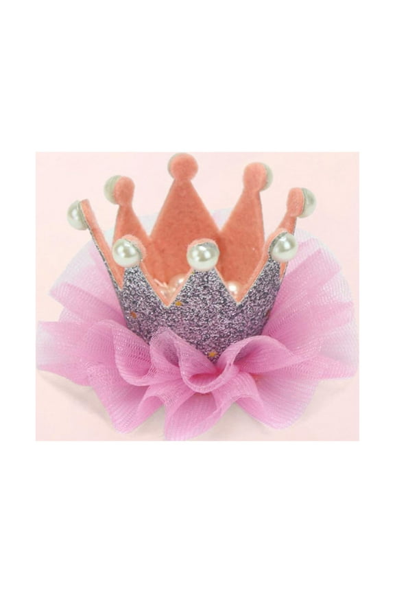 Toddler Baby Girls Cute Solid Color Mesh Crown Pearl Headwear Hair Accessories Hairpin Winter Dresses for 2022