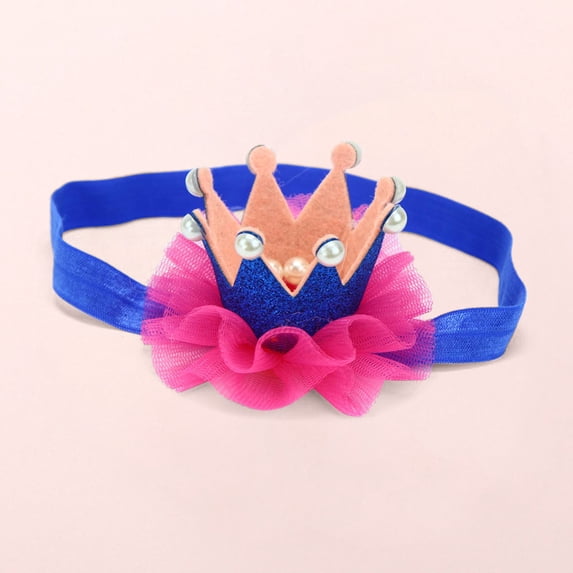 Lilgiuy Toddler Baby Girls Cute Solid Color Mesh Crown Pearl Headwear Headband Hair Accessories 2022 Fall Winter
