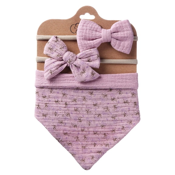 Lilgiuy Toddler Baby Plaid Print Linen Cotton Double Sided Saliva Headband Set Fall Clothes for 2022 Spring Winter
