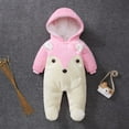 thumbnail image 1 of Lilgiuy Toddler Baby Snowsuit Winter Warm Plush Onesie Romper Cute Cartoon Pattern Long Sleeve Hoodied Jumpsuit for Girls Boys 12-18M, 1 of 5