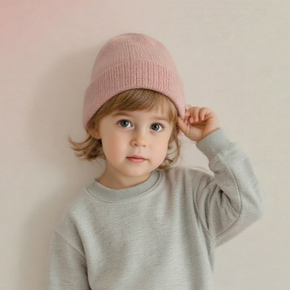 Lilgiuy Toddler Beanie for 1-4 Years, Baby Boys Girls Beanies Casual Solid Color Super Soft Comfort Woolen Hats Winter Warm Knit Pullover Caps Birthday Christmas New Year Gifts, Watermelon Red