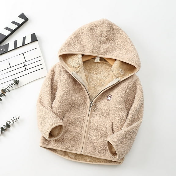 Lilgiuy Toddler Boy Girl Plush Jacket Casual Fuzzy Zip Up Fleece Thick Warm Hoodie Coat Fall Winter Outdoor Clothes for Birthday Christmas Party(12Months-6Years)