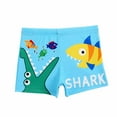 thumbnail image 1 of Lilgiuy Toddler Boy Swim Trunks Cute Solid Color Quick Dry Cartoon Printed Elastic Waist Bathing Suit Beach Swimming Shorts Summer Swimwear Blue(2-9Years), 1 of 3