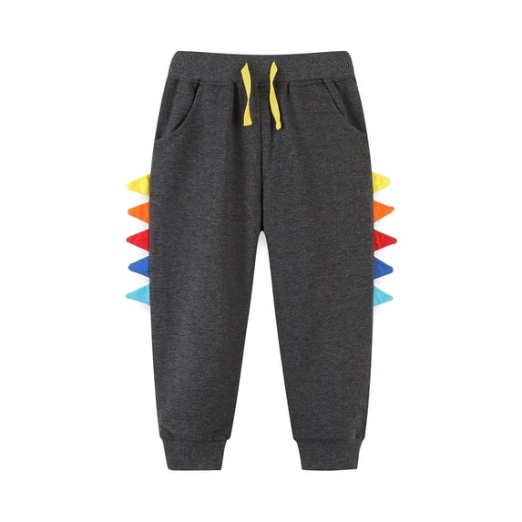 Lilgiuy Toddler Boys Cotton Drawstring Elastic Jogger Pants Athletic Knit Sweatpants With Pockets