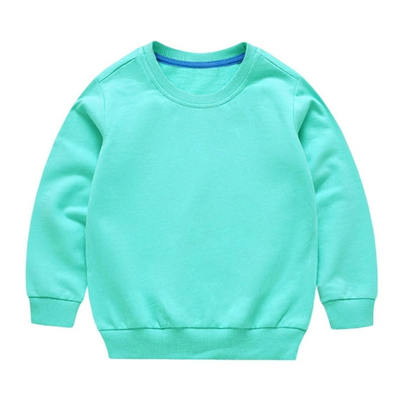 Lilgiuy Toddler Boys Girls Thin Sweatshirt Fall Casual Solid Color Cotton Round Neck Long Sleeve Comfortable Elastic Top T-Shirts for Birthday Party Wedding (Mint Green,2-3 Years)