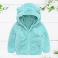 thumbnail image 1 of Lilgiuy Toddler Boys Girls Winter Fleece Coat Casual Solid Color Cute Bear Ears Hoodie Warm Comfy Jacket Streetwear Light Blue, 1 of 5