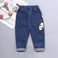thumbnail image 1 of Lilgiuy Toddler Boys Straight Leg Jeans Spring Summer Solid Color Elastic Waist Stretch Full Length Demin Pants with Pockets for Sport Camp (Dark Blue,XL）, 1 of 3