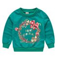 thumbnail image 1 of Lilgiuy Toddler Girl Boy Christmas Outfit Cute Floral Print Crew Neck Sweatshirt Shirts Pullover Tops Shirts Fall Winter Holiday Clothes Green(2-7 Years), 1 of 4