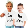 thumbnail image 1 of Lilgiuy Toddler Girl Boy Easter Shirt Casual Solid Color Short Sleeve Round Neck Cute Rabbit Graphic T-Shirt Top Summer Trendy Clothes Outfit Festival Gifts(White,4-5 Years), 1 of 5