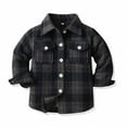thumbnail image 1 of Lilgiuy Toddler Girls Boys Plaid Shirt Cute Button Down Flannel Jacket Shacket Long Sleeve Autumn Winter Coat with Pockets for Vacation Holiday Travel, 1 of 5