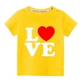 thumbnail image 1 of Lilgiuy Toddler Girls Boys Valentine's Day T-Shirt Casual Solid Color Letter Print Heart Graphic Short Sleeve Round Neck Soft Top for Indoor and Outdoor Activities (Yellow), 1 of 3
