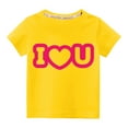 thumbnail image 1 of Lilgiuy Toddler Girls Boys Valentine's Day T-Shirt Casual Solid Color Letter Print Heart Graphic Short Sleeve Round Neck Soft Top for Matching Jeans Shorts (Yellow), 1 of 3