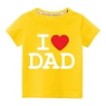 thumbnail image 1 of Lilgiuy Toddler Girls Boys Valentine's Day T-Shirt Casual Solid Color Letter Print Heart Graphic Short Sleeve Round Neck Soft Top Streetwear (Yellow), 1 of 3