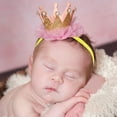 thumbnail image 1 of Lilgiuy Toddler Girls Crown Headband Newborn Princess Hair Band Cute Solid Color Mesh Crown Pearl Wedding Photoshoot Party Headband for 0-3Years, 1 of 4