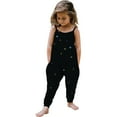 thumbnail image 1 of Lilgiuy Toddler Girls Halter Jumpsuits Trendy Glitter Printed Sleeveless Blackless One-Piece Rompers Bodysuit with Pockets for Picnic Park Travel(Black,4-5 Years), 1 of 5