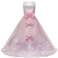 thumbnail image 1 of Lilgiuy Toddler Girls Net Yarn Embroidery Rhinestone Bowknot Birthday Party Gown Long Dresses, 1 of 4