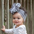 thumbnail image 1 of Lilgiuy Toddler Girls Velvet Headbands Cute Solid Stretchy Soft Oversized Pleated Hair Bands with Big Bow Headwear Headband Hair Accessories Gray, 1 of 4