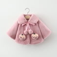 thumbnail image 1 of Lilgiuy Toddler Girls Warm Fleece Jacket Cute Strawberry Solid Color Pom Fur Warm Thick Cloak Coat for Christmas Purple, 1 of 5