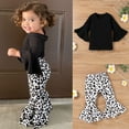 thumbnail image 1 of Lilgiuy Toddler Kids Baby Girls Cute Trumpet Long Sleeve Leopard Pattern Ruffles Flared Pants Suit， Black ,4-5 Years Fall Clothes for 2022 Spring Winter, 1 of 5