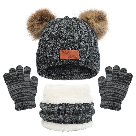 Lilgiuy Toddler Kids Winter Hats Gloves Scarfs Beanie Mittens Neck Warmer for Baby Girls Boys Gifts