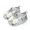 thumbnail image 1 of Lilgiuy Toddler Shoes Baby Girls Cute Bow Sequins Non-slip Soft Bottom Sandals Silver,12-18 Months Winter Fashion 2022, 1 of 5