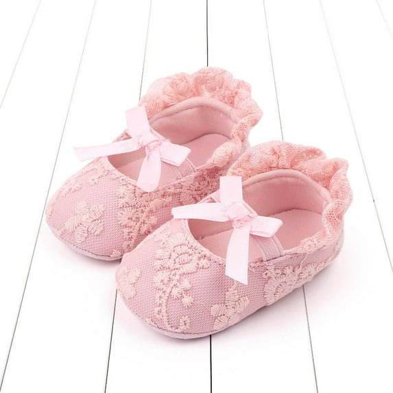 Lilgiuy Toddler Shoes Baby Girls Cute Fashion Bow Lace Embroidered Non-slip Soft Bottom Shoes Dance Party Dress Baby Shoes