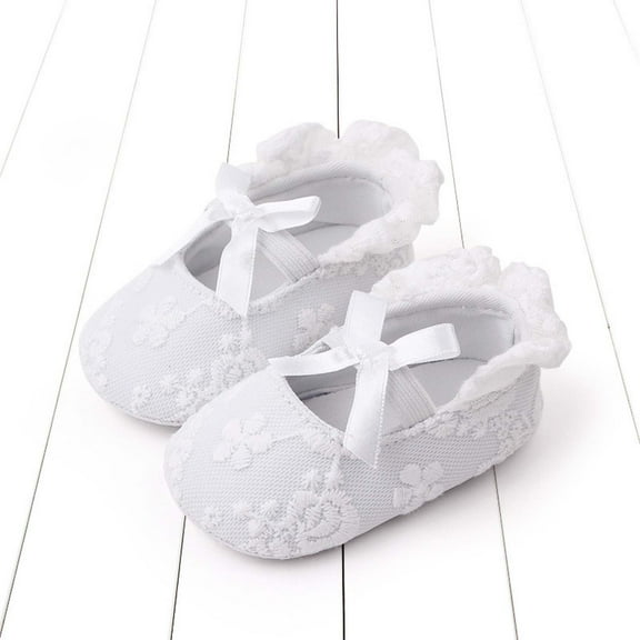 Lilgiuy Toddler Shoes Baby Girls Cute Fashion Bow Lace Embroidered Non-slip Soft Bottom Shoes Outdoor Sport Shoes