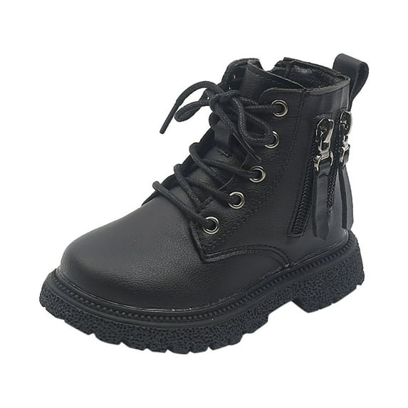 Lilgiuy Toddler Shoes Boys Girls British Style Fashion Lacein Zipper Non Slip Keep Warm Comfortable Boots Outdoor
